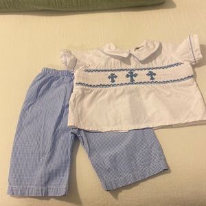 Baby Boy Smocked Cross 2 Piece